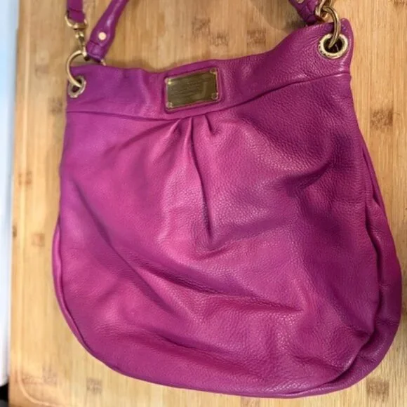 Vintage Y2K Marc Jacobs Raspberry Hillier Leather Hobo Bag - Picture 2 of 16